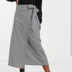 Midi Wrap Skirt Black and White Gingham